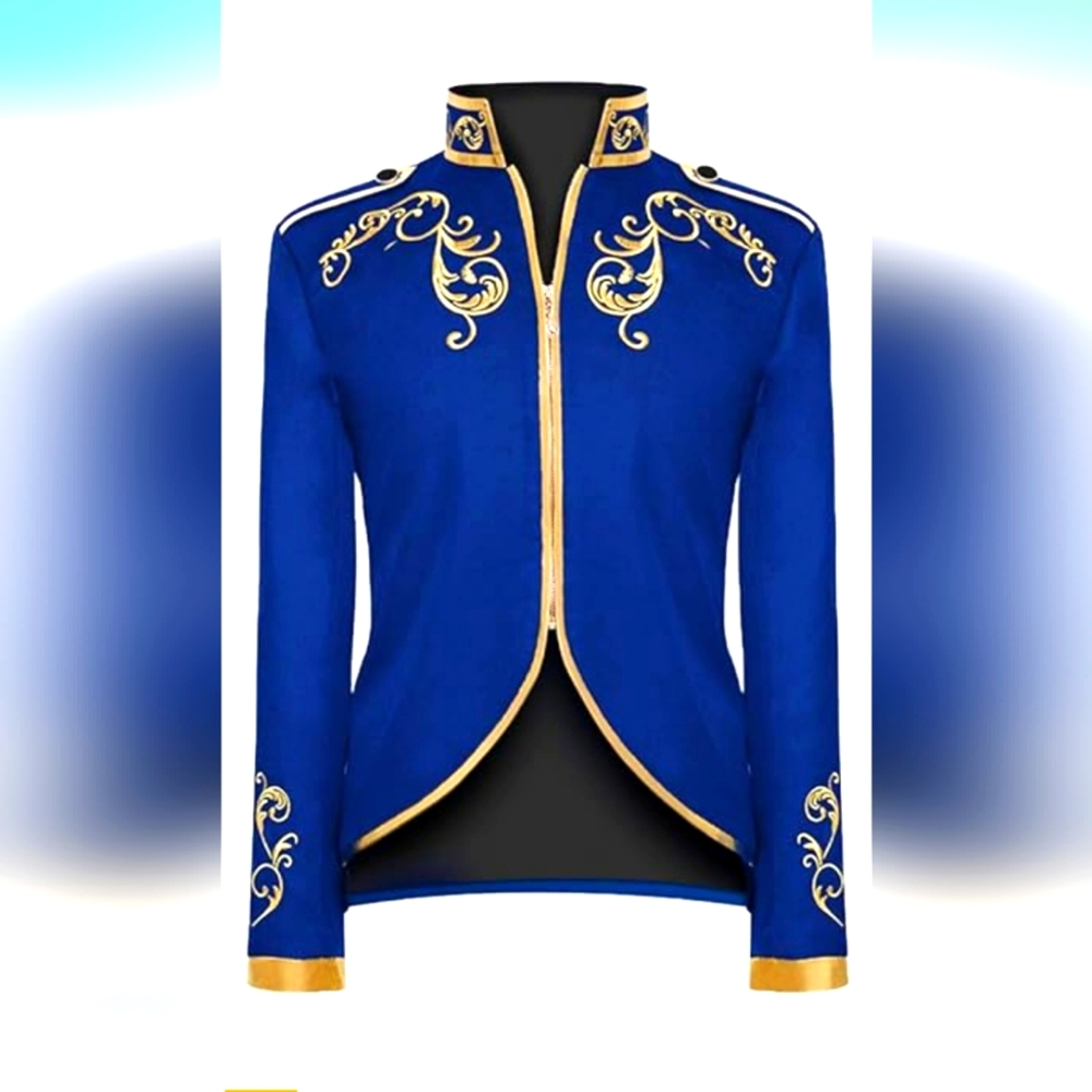 Men's Fashion Prince Uniform Gold Embroidered Jacket Suit Jacket